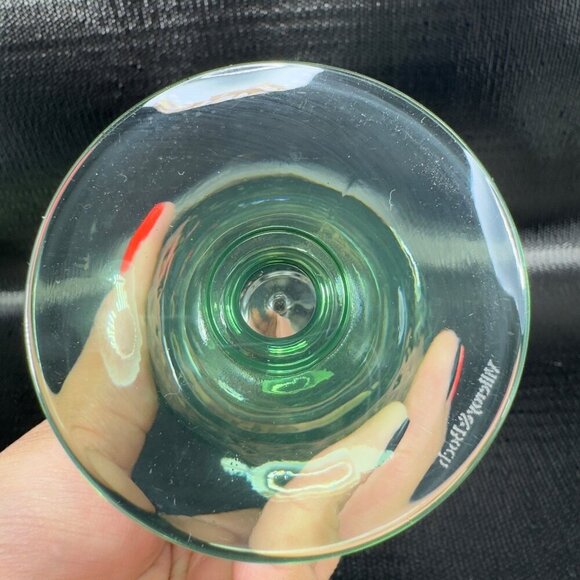 Villeroy and Boch Boston Green Footed Champagne Glasses Cups Barware Set2 Signed - Picture 6 of 12